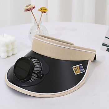 夏季带风扇的帽子女太阳能充电帽男子户外出游遮阳防晒大檐空顶空顶