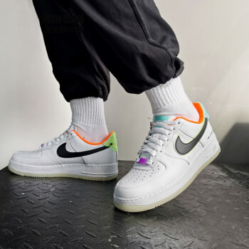 耐克nike air force 1 low 空军一号 白黑橙 电竞 休闲鞋板鞋 运动鞋