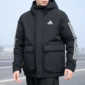 阿迪达斯 （adidas） 男装冬季新款运动服潮流休闲夹克外套防风棉衣户外连帽保暖棉服 GT1688/棉服/黑色连帽 M