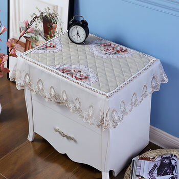 寒之喔家具新款简约床头柜罩盖布床头柜盖巾盖布欧式蕾丝防尘罩床柜小