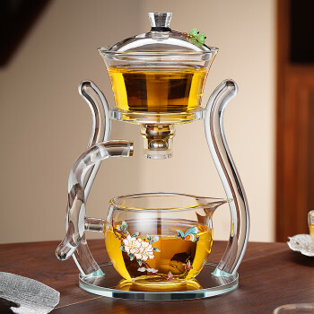半自动泡茶器景泰蓝简易懒人泡茶壶玻璃加厚茶具快速出水盖碗办公室