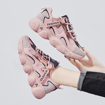 女中学生运动鞋春秋季初中少女生秋天波鞋老爹鞋潮学生透气网面跑步鞋