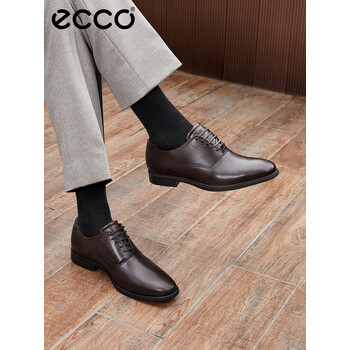 ecco爱步牛津鞋男鞋新品商务正装皮鞋男士 墨本621894 黑色
