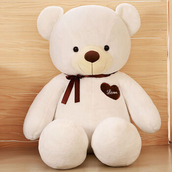 泰迪熊大熊公仔毛绒玩具睡觉玩偶布娃娃抱抱熊生日礼物女 白色 45厘米
