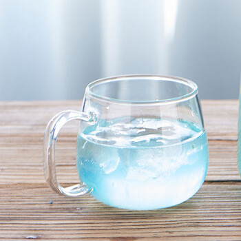 中粹玻璃茶杯带把家用清新透明耐热带过滤办公室喝水泡茶杯子胖胖杯