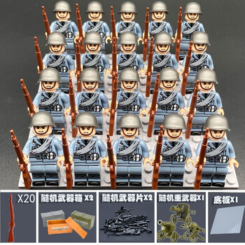 乐高(lego)军事人仔积木二战德苏法英美士兵小人偶方阵男孩益·智