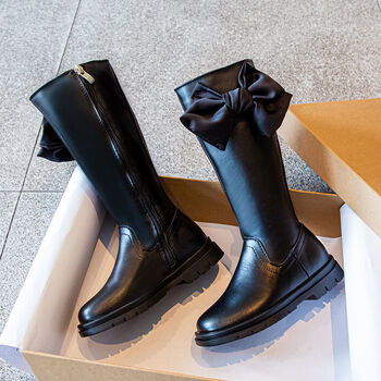 迪士尼disney同款女童靴子儿童长靴长筒靴春秋2021新款高筒单靴公主大