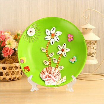 儿童diy天然海螺贝壳粘贴画幼儿园盘子画创意手工制作材料包 常规款