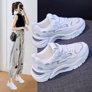 leetpab运动鞋女款秋冬款大码女鞋高中生百搭减震跑步鞋6029白色39