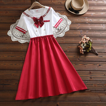 纯晟演出短袖连衣裙2023夏装新款少女孩洋气公主裙初中小学生jk裙子