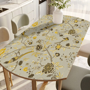 硅胶可折叠圆桌餐桌布茶几桌垫子百鸟争鸣椭圆硅胶直径138cm整个圆形