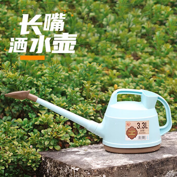 爱丽思 长嘴洒水壶园艺浇花壶塑料两用大号浇水壶浇菜花洒壶 IJ-3.3L浅蓝色