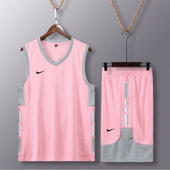 耐克篮球服男球衣运动套装速干背心定制训练比赛队服粉红色3xs身高