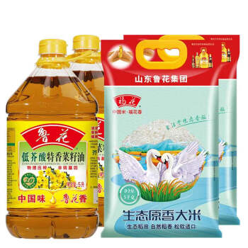 魯花 組合套餐 低芥酸特香菜籽油5l*2 生態原香大米5kg*2