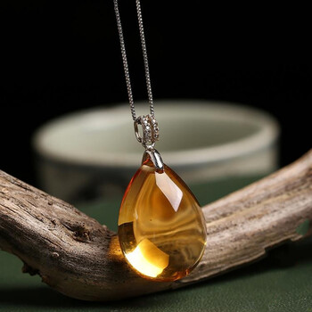 6a巴西黄水晶吊坠原石吊坠水晶吊坠证书主财运石头