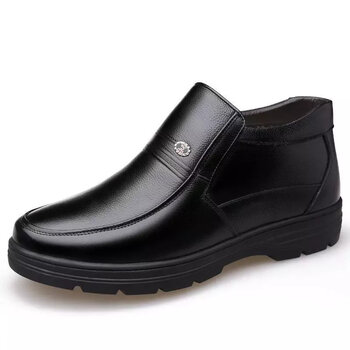 红蜻蜓官方旗舰店同款真皮牛皮棉鞋男冬季保暖男鞋软底中老年爸爸鞋加