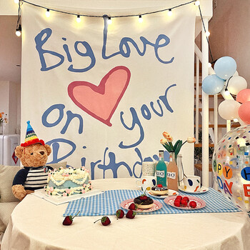 生日背景布生日挂毯拍照背景布ins挂布儿童派对装饰会场景布置背景