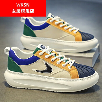 休闲鞋>男士板鞋>wksn>wksn跑步鞋男时尚新款布面运动潮流男小钟百搭