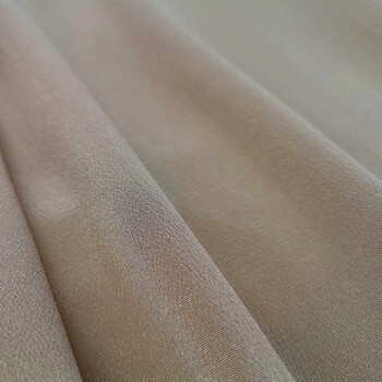 潮朝家纺真丝鬼绉面料桑蚕丝绸裙子裤子衬衫夏布料23姆宽幅皱15驼色