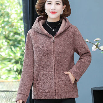 妈妈秋冬装羊羔绒外套短款颗粒绒50岁中老年女洋气高贵羊剪绒上衣sn95