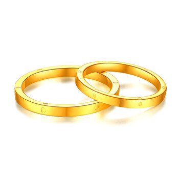 999足金黄金素圈戒指5g纯金情侣对戒情人节结婚男女款结婚12号圈口22g