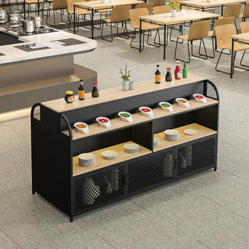 备餐柜商用火锅店调料台商用小料台双面酱料台餐厅弧形备餐柜自助水果