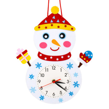 不织布卡通时钟儿童diy手工制作钟表玩具材料幼儿园认识时间教具 圣诞