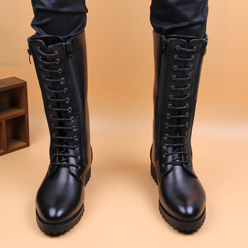 凝艋马术马靴男高筒冬季带加绒长筒男士马丁靴子高帮男靴靴骑高邦皮靴
