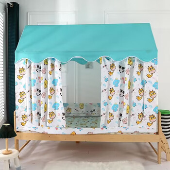 富俪姿婴儿童蚊帐防摔不锈钢支架女孩分床帘遮光公主风卡通男游戏小屋