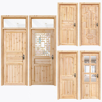 能量狐原木门纯原木无漆杉木门定做木门边框条室内门卧室子母门819标