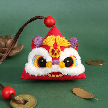 醒狮刺绣手工diy材料包自绣制作端午艾草香囊狮虎粽送男友平安符狮狮