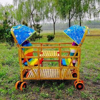 遛娃神器双胞胎婴儿推车可坐可躺双胞胎婴儿推车竹编二胎大小宝儿童竹