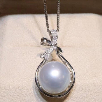 南洋半岛澳白珍珠吊坠海水珍珠项链18k金镶嵌钻石轻奢名媛锁骨链送