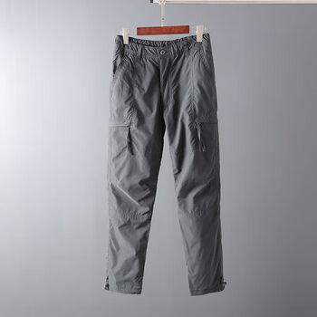 为知树德国冬季户外冲锋裤加绒加厚多口袋防风徒步登山滑雪裤男灰色加