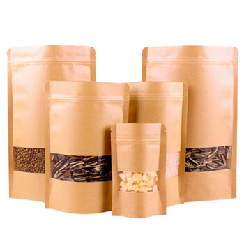 稻草熊磨砂方窗自立自封牛皮纸袋食品包装袋牛皮纸自封袋茶叶袋多规格
