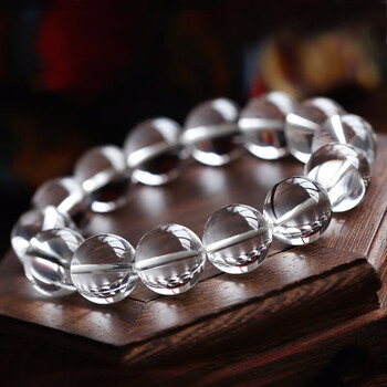 韩生生2024白水晶 手链 净体白 水晶 石单圈透明珠子散珠佛珠手链男