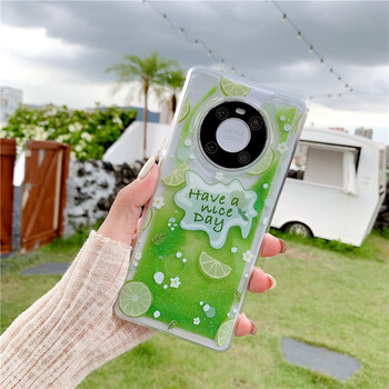 手机壳v40透明p40水蜜桃畅享20柠檬流动mate40女液体全包男女 绿色