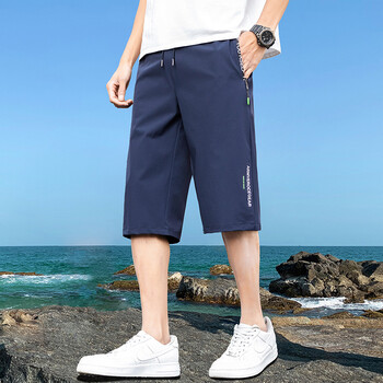 东方骆驼 冰丝七分裤男士短裤夏季外穿宽松运动沙滩中裤薄款休闲裤子