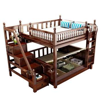 上下铺床成人实木上下平行床同宽高低床大人母子床上下铺1.