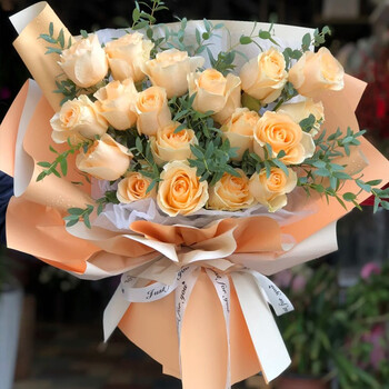 礼物送女友送女生老婆朋友全国花店送花上门 19朵香槟玫瑰花束【图片