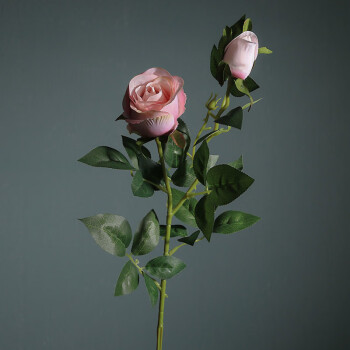 仿真花玫瑰花假花欧式拍照花束道具装饰绢花客厅餐桌插花摆件 淡粉色