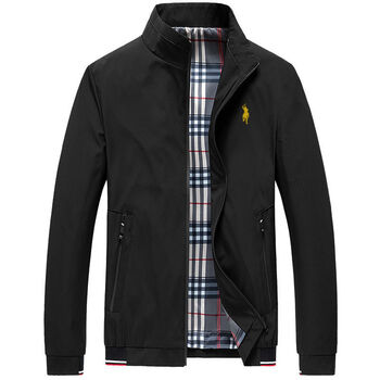 保罗夹克男大码外套男士宽松休闲商务立领茄克中青年上衣男黑色夹克