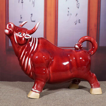 钧瓷摆件禹州禹州钧瓷花瓶乔迁开业送礼家居办公室陶瓷桌面装饰牛摆件