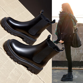 马丁靴女短靴2021年新款秋季春秋单靴英伦风女鞋切尔西烟筒靴靴子黑色