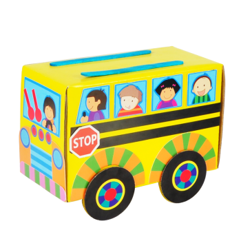儿童手工diy彩盒汽车制作材料包幼儿园立体模型纸盒小汽车玩具校车