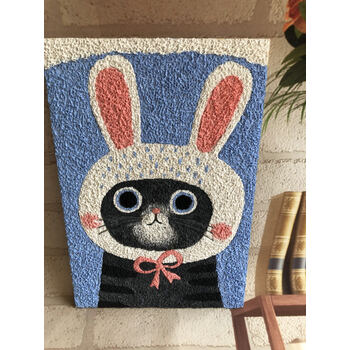 卡通动物纸浆画材料包打发时间手工diy9只猫咪立体创意礼物a5材料包无