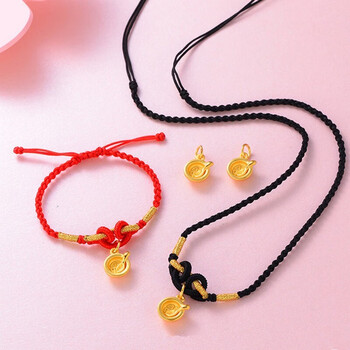 凤凰祥云老凤凰黄金饭碗吊坠999足金金饭碗金勺子小吊坠宝宝百天手链