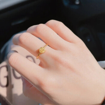 可颖龙年福到18k金圆心福字戒指国潮风可爱小福戒黄金素福字戒指美码8