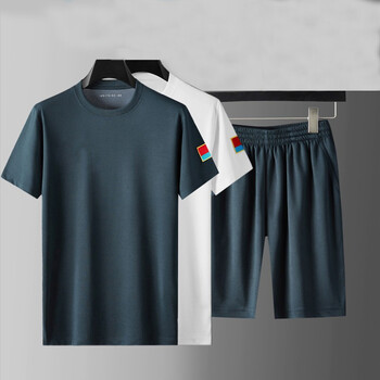 whqxiangbo飞行员夏季短袖体能服套装t恤体能速干训练服圆领衫 深蓝色