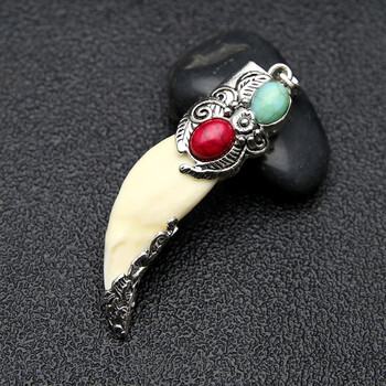 狼牙吊坠骨质真牙男士项链本命年护身符黑狗牙潮男饰品礼物 5号